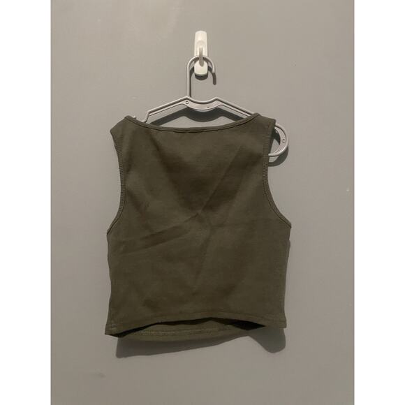 Princess Polly High Neck Tank Top in Olive Green Size 4 - Picture 3 of 3